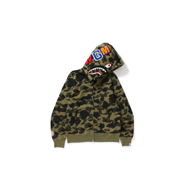 BAPE 1st Camo Shark Full Zip Hoodie Green