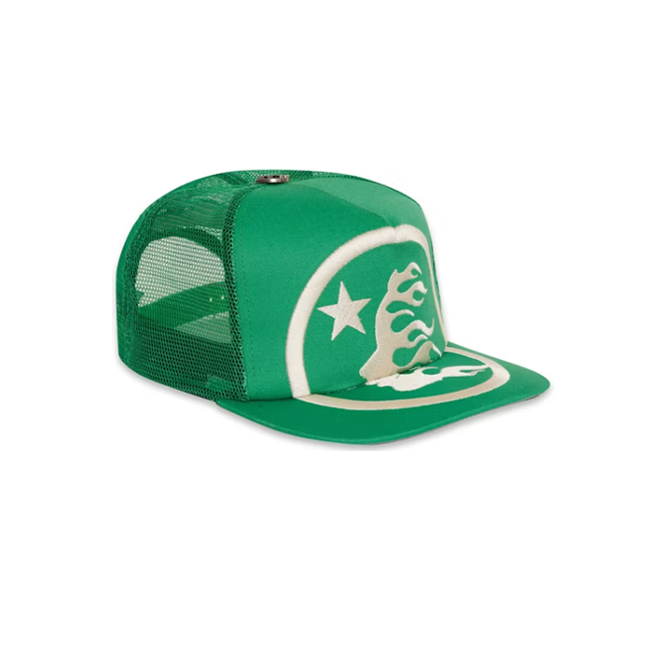 Hellstar Hat Big Logo Trucker Snapback Green