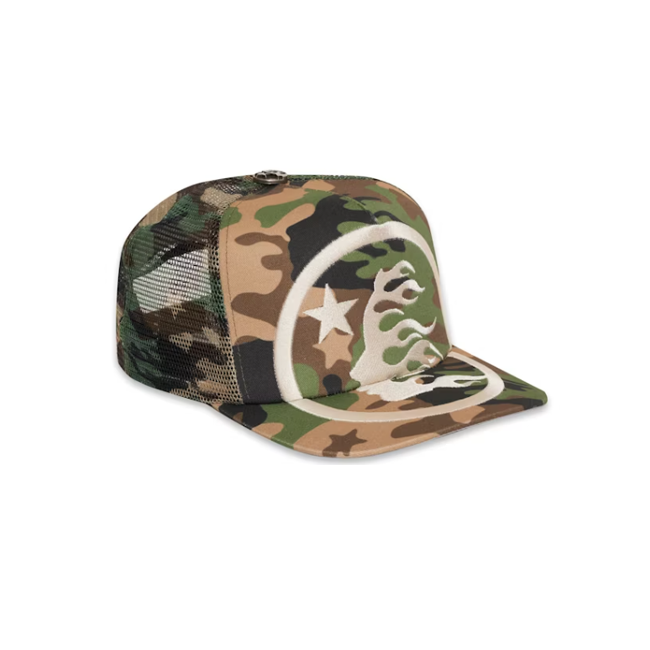 Hellstar Hat Big Logo Trucker Snapback Camo