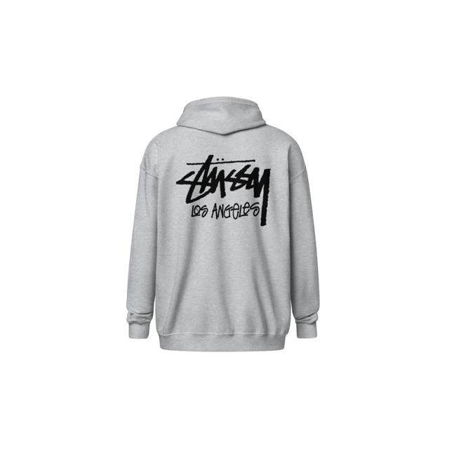 Stussy Los Angeles Zip Up Hoodie Gray