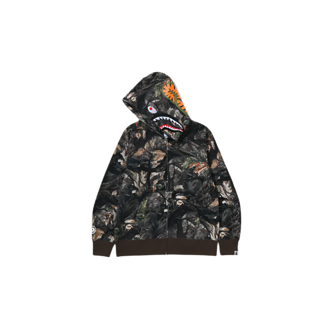 BAPE Tree Edge Camo Shark Full Zip Hoodie Brown