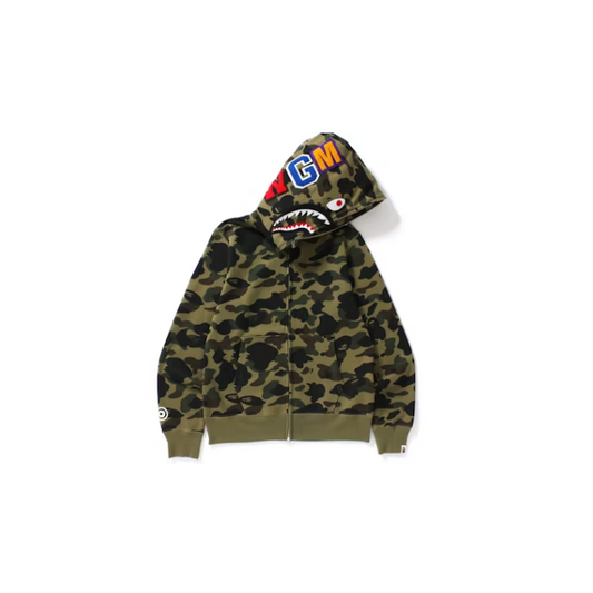 BAPE 1st Camo Shark Full Zip Hoodie Green