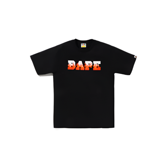 BAPE Black & Red Flame 'BAPE' Logo Tee Black
