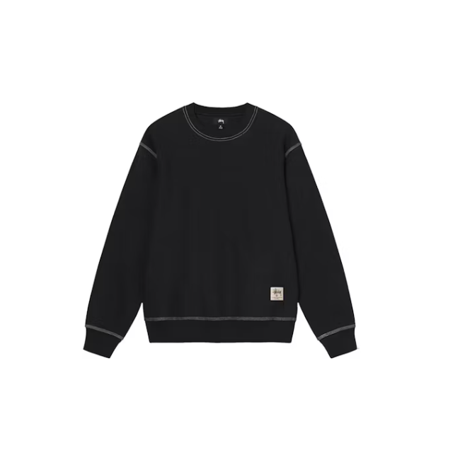 Stussy Contrast Stitch Label Crew Sweater Black