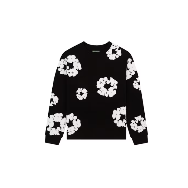 Denim Tears Long Sleeve Cotton Wreath Tee Black