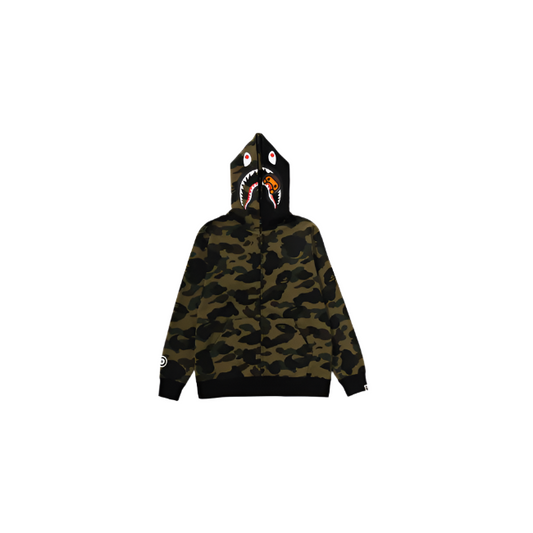 BAPE Junior 1st Camo Milo Shark Zip Hoodie Green