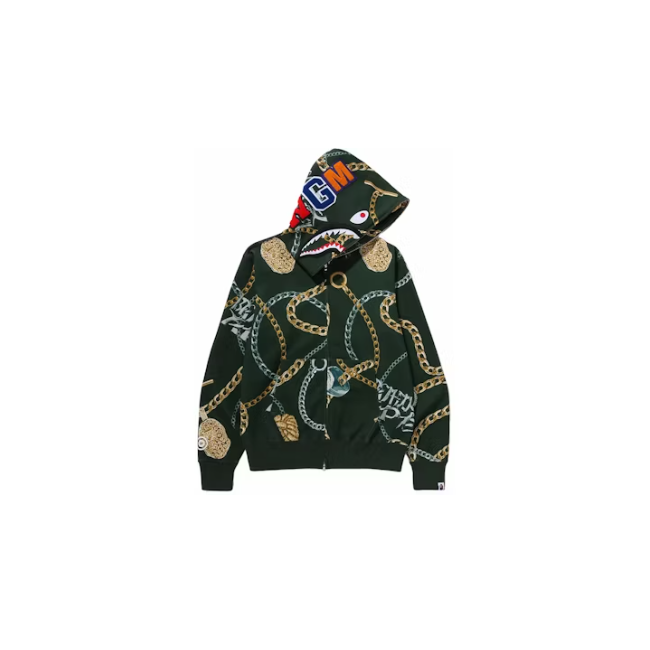 BAPE Jewels Shark Full Zip Hoodie Green