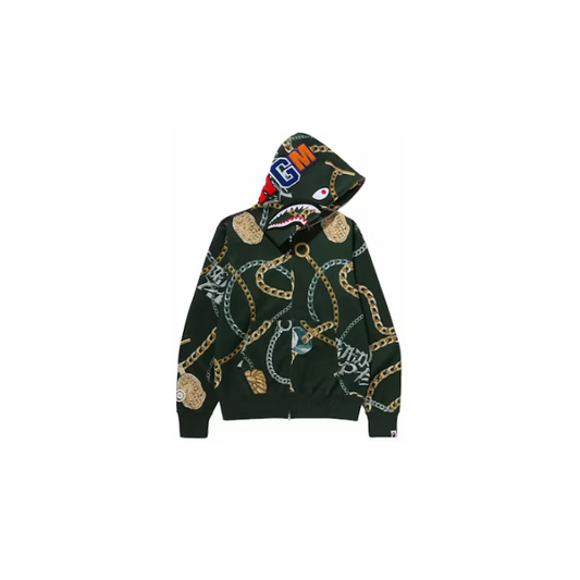 BAPE Jewels Shark Full Zip Hoodie Green