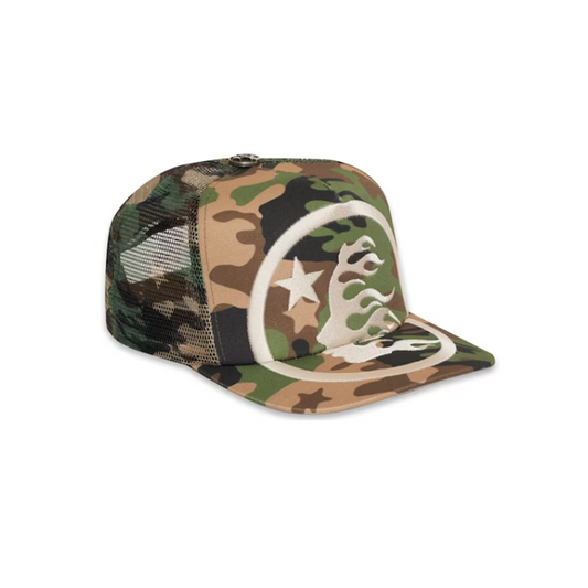 Hellstar Hat Big Logo Trucker Snapback Camo