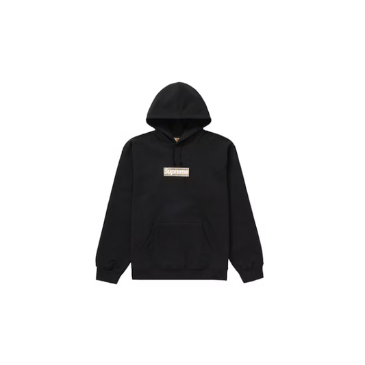 Supreme Burberry Box Logo Hooded Sweatshirt Black