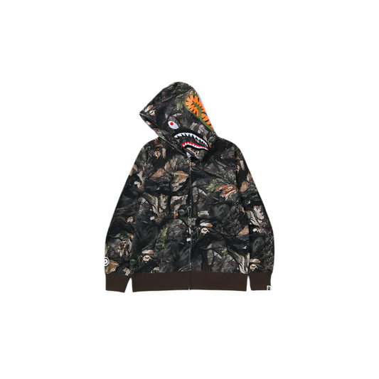 BAPE Tree Edge Camo Shark Full Zip Hoodie Brown