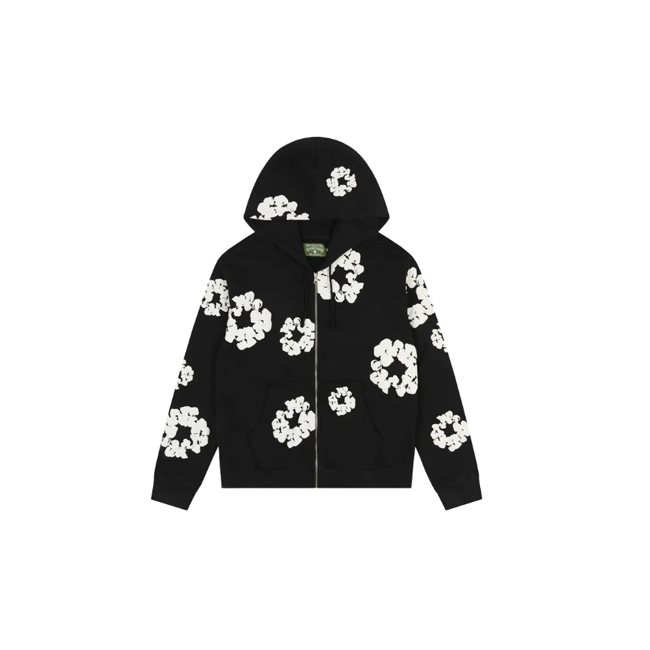 Denim Tears Cotton Wreath Zip Hoodie Black